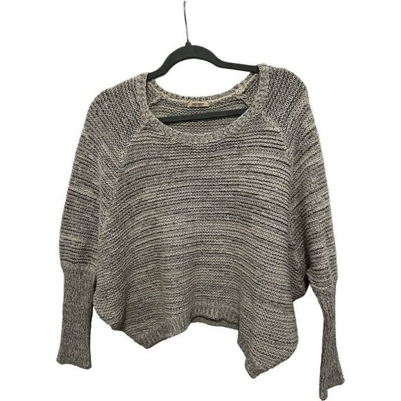 Moussy Gray White Knit Scoop Neck Dolman Long Sleeve Pullover Sweater One Size - Picture 6 of 11